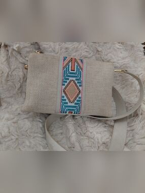 Jen & Co Cream Crossbody Tribal Bag
